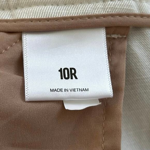 Express Women Editor Relaxed Trouser Linen Wide Leg Preppy Office Ivory Size 10 - Picture 6 of 8